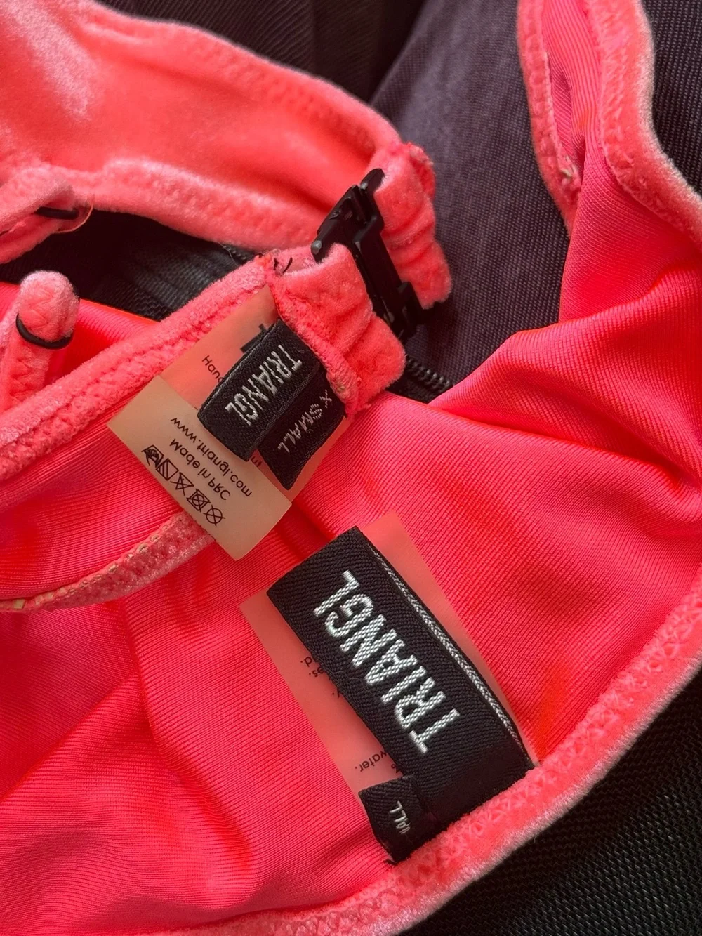 triangl swimwear Neon Pink Velvet Bikini Set